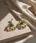 Green Floral Triangle Earrings