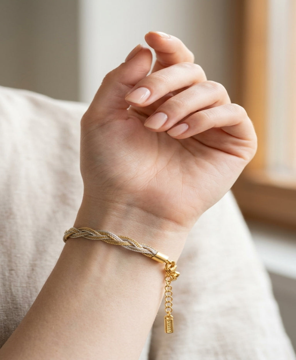 Dual tone braid bracelet