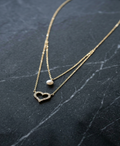 Double Layer Pearl & Heart Necklace